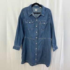 Levi’s Denim Collared Ellie Long Sleeve Dress Womens Size XL